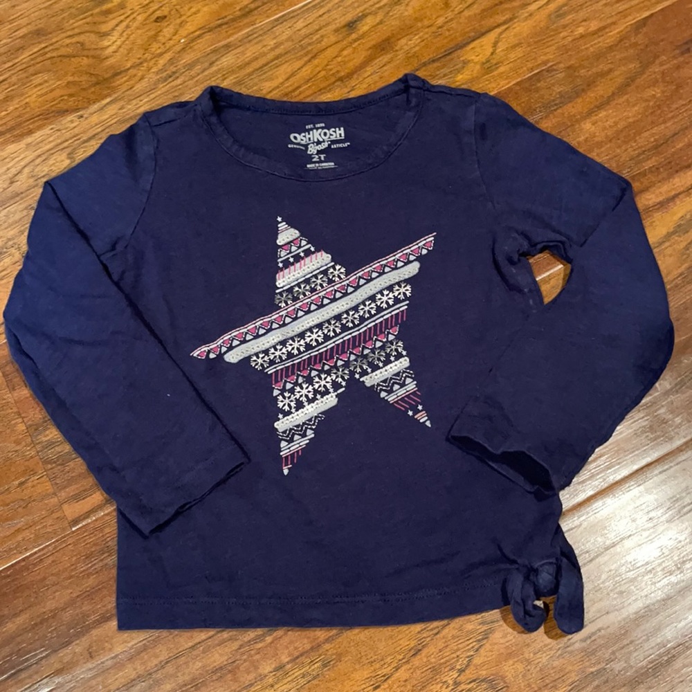 Navy long sleeve knotted tee